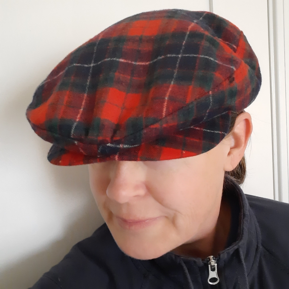 Red Tartan Plaid Newsboy Cap by Pendleton Sz Small